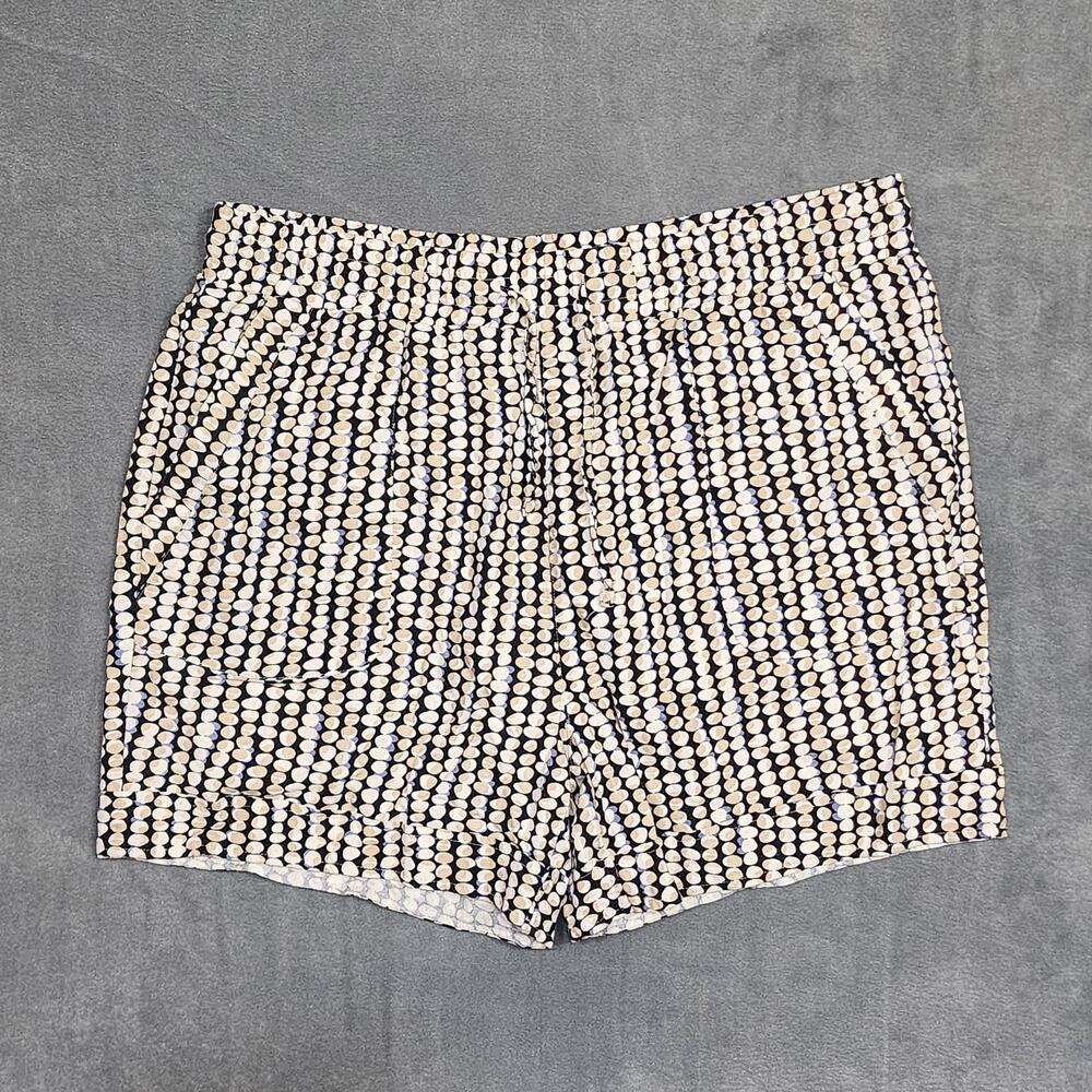 Royalty For Me Linen Blend Shorts XL Pebbled Print Blue Tan Black Pockets Boho